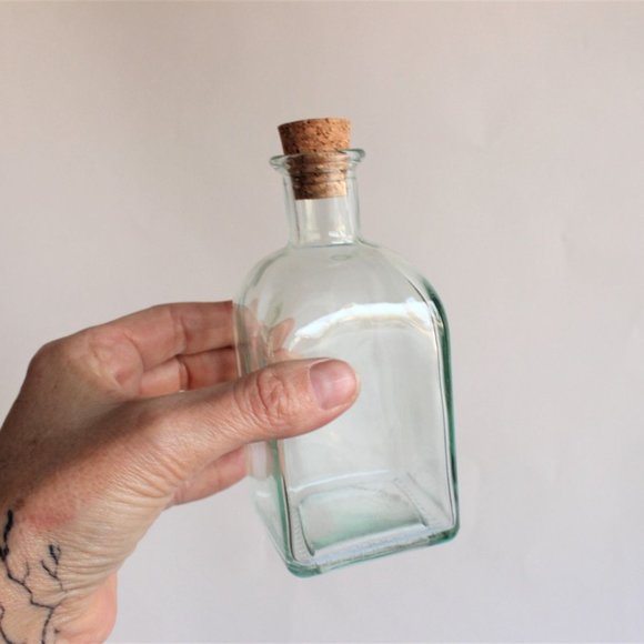 Vintage Glass Bottle With Cork, 8 Ounce, Reycled Spanish Glass, One - Picture 6 of 8
